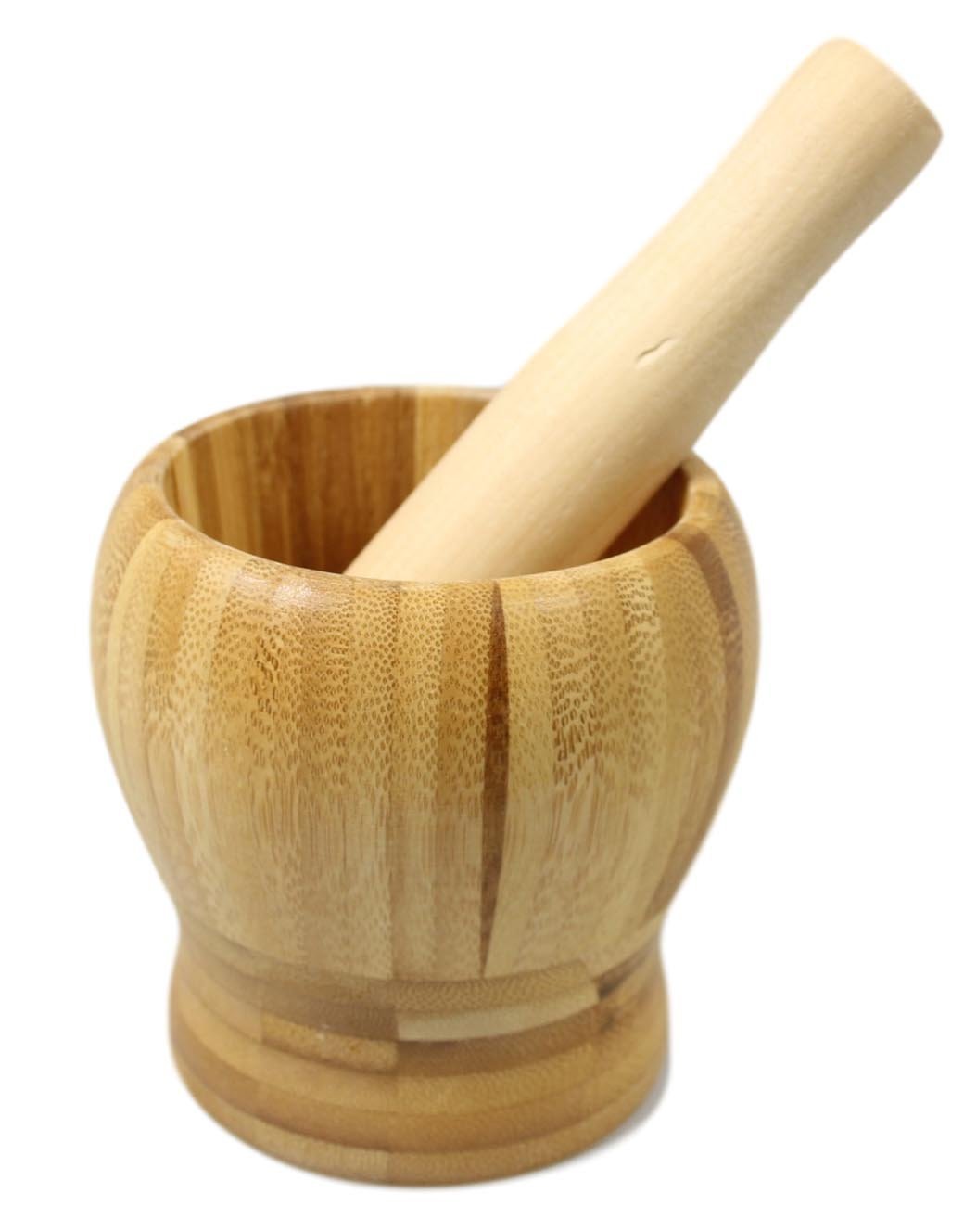 Kitchen Garlic Spices Wooden Mortar and Pestle 9.3 x 10cm 5236
