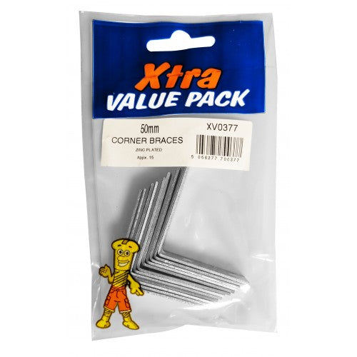 Xtra Value Pack Zinc Plated Corner Braces 50mm 0377