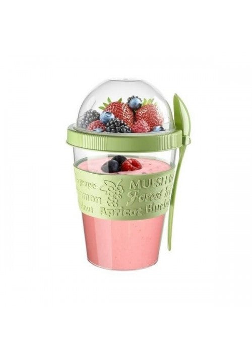 TTZ Plastic Take And Go Yoghurt Muesli Granola Cup with Dome Top 600ml Assorted Colours AP9199
