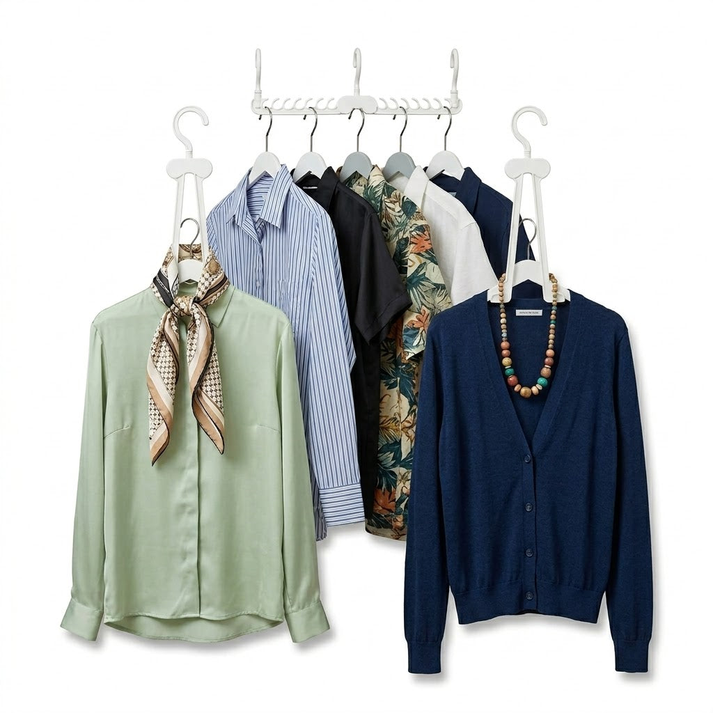 Space-Saving Vertical Wardrobe Hanger with Multifunctional Clips – 45 x 12 x 2cm, 164g, SKU8167