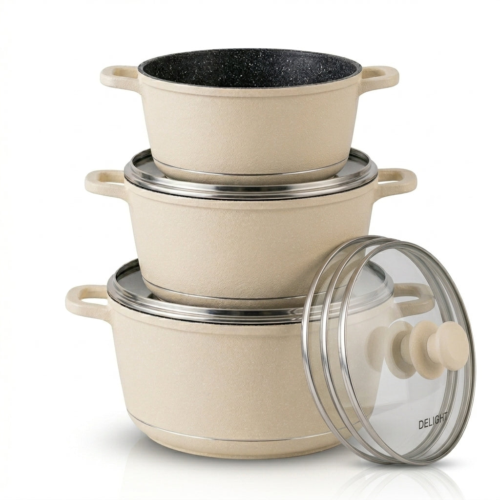 Jumbo 3Pcs + Lids Die Cast set Cream 36-40-44 Sku DL9010C