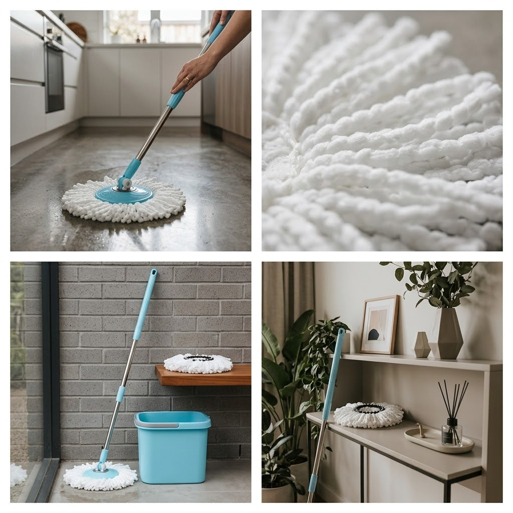 Replacement Round Spin Microfibre Refill Mop Head 16.5cm, SKU 3596/MH2