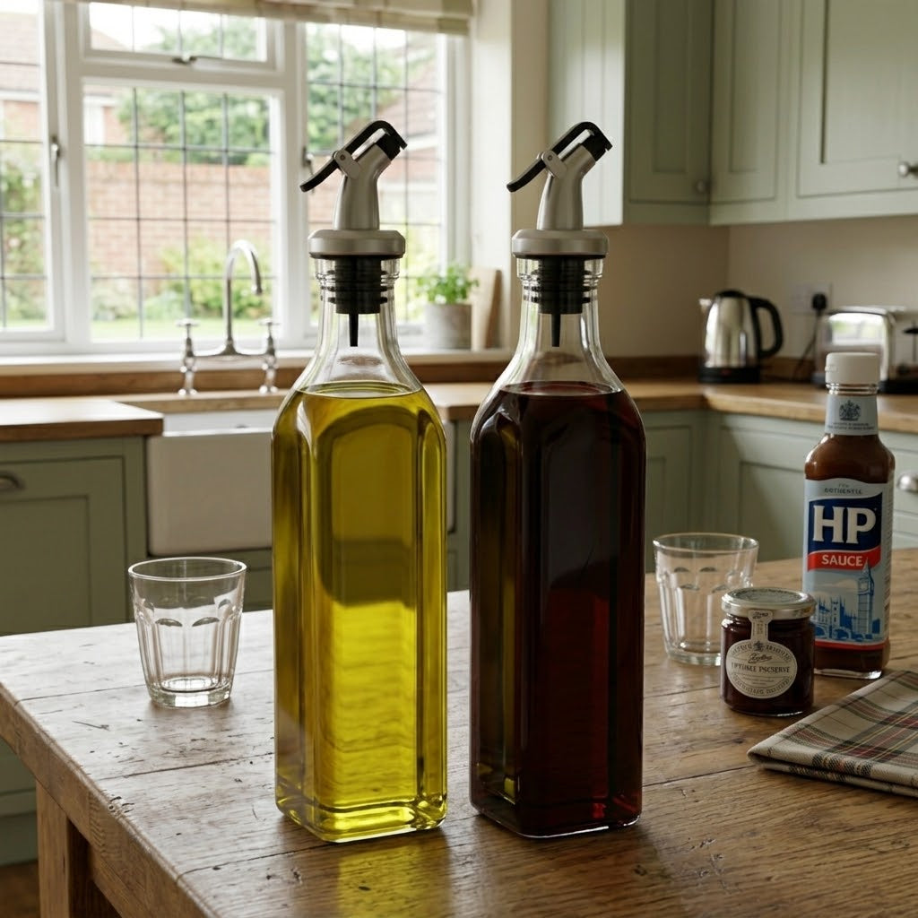 Glass Cruet Set 150ml Capacity, 2-Pack, 22x11x6cm, 429g Total Weight, SKU 8132