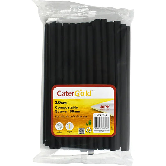 Compostable Plastic Smoothie Straw 10 x 190mm Pack of 40 Assorted Colours ST81716