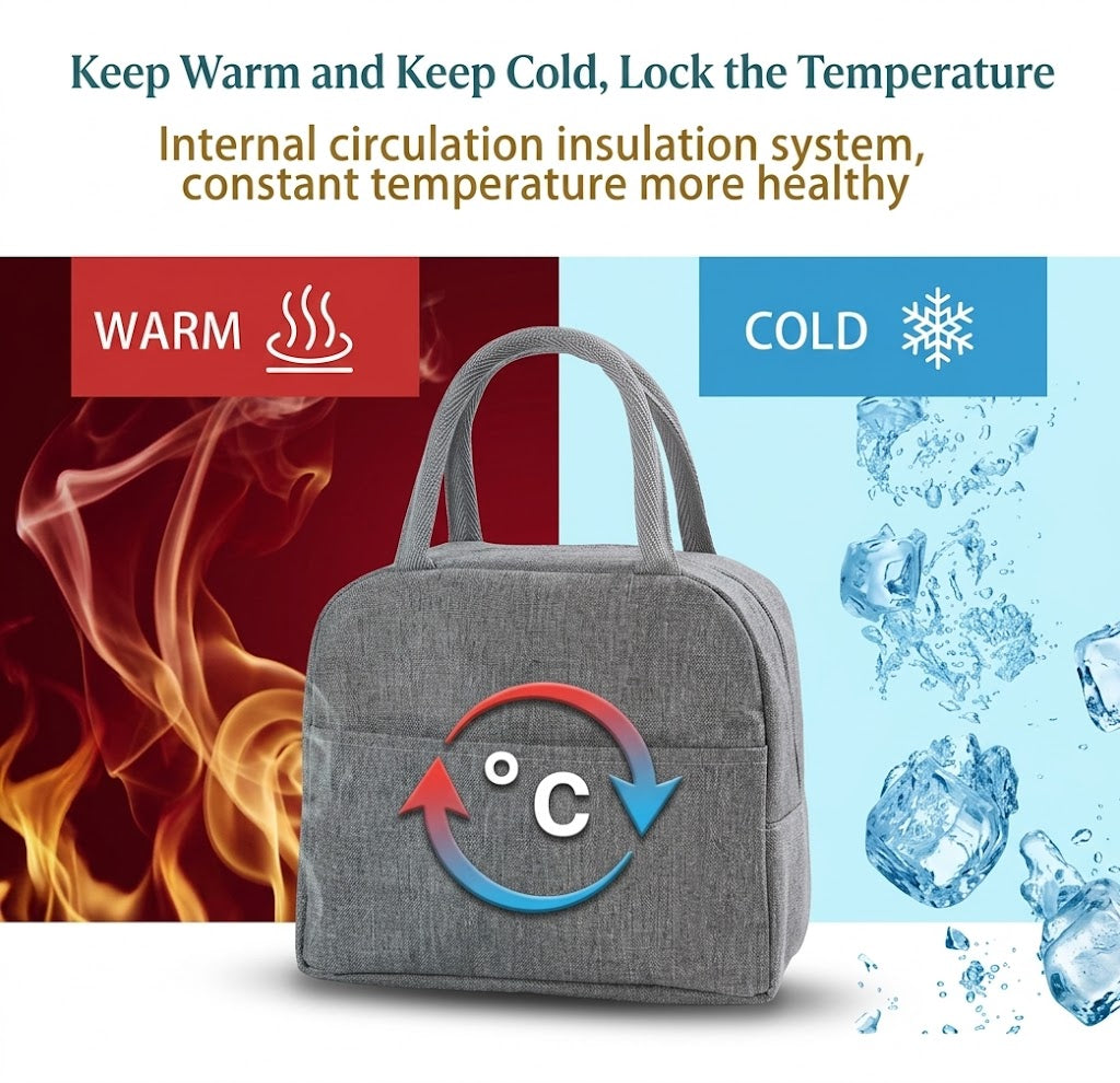 Insulated Lunch Travel Cooler Bag 24 x 19 x 10cm Aluminium Foil Lining Assorted Colours SKU 8094