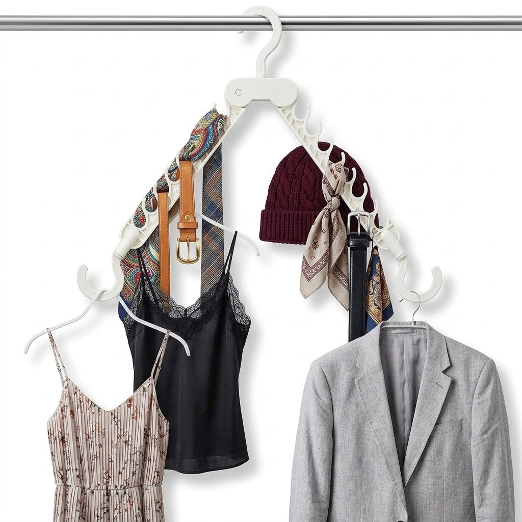 Space-Saving Vertical Wardrobe Hanger with Multifunctional Clips – 45 x 12 x 2cm, 164g, SKU8167