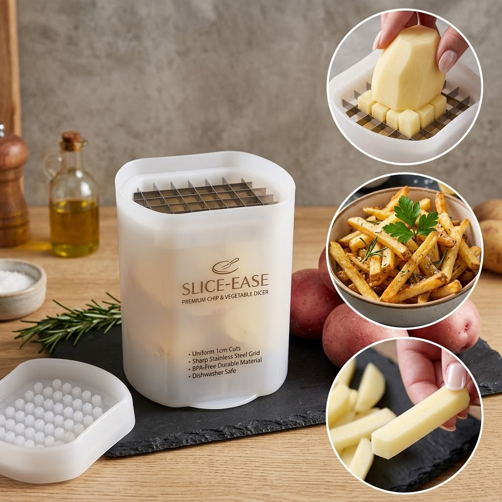 Perfect Fries Potato Chips Cutter Slicer – One-Step Vegetable Fry Cutter with Stainless Steel Blade, SKU 4473