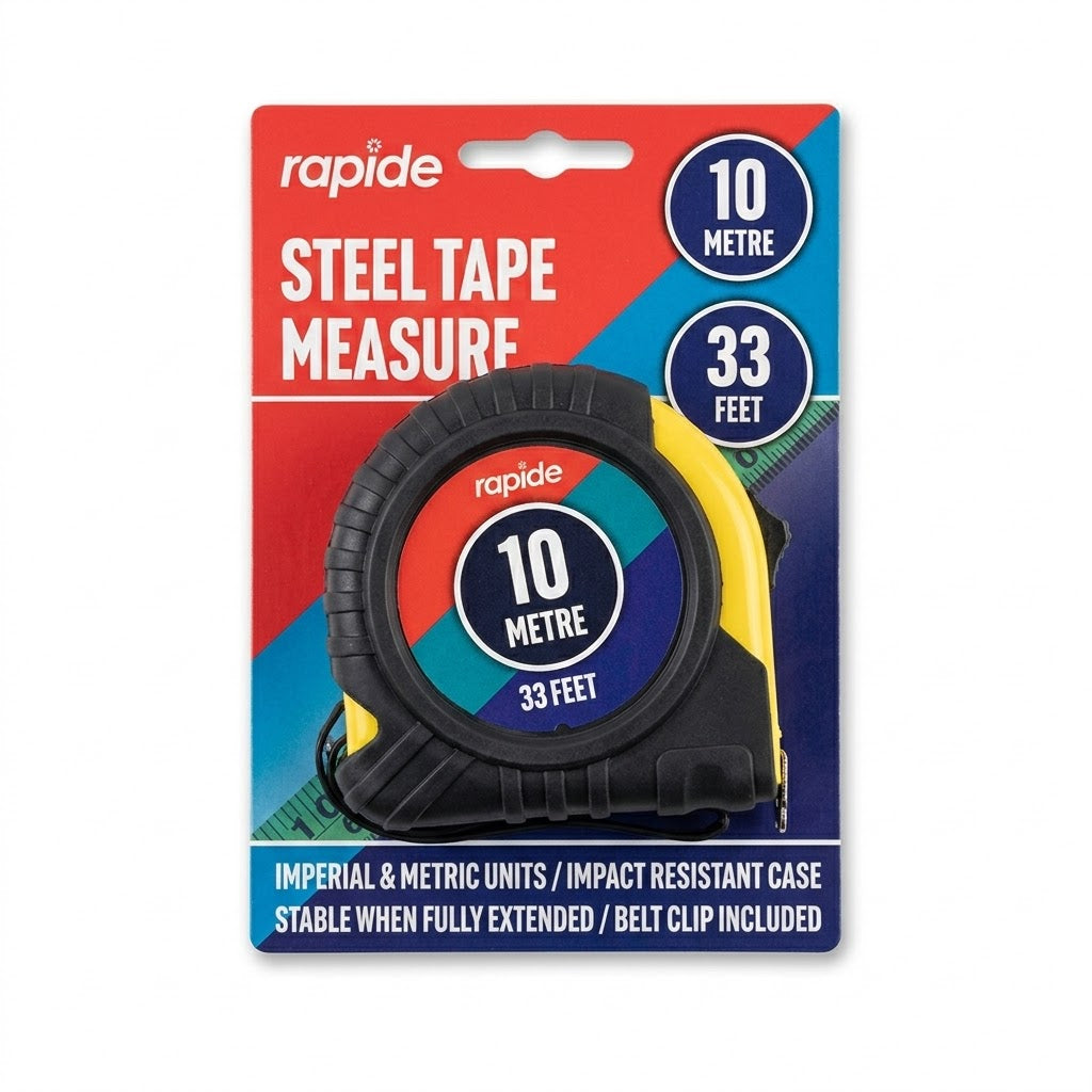 Rapide Steel Tape Measure 10m 33ft 346g – SKU 5119