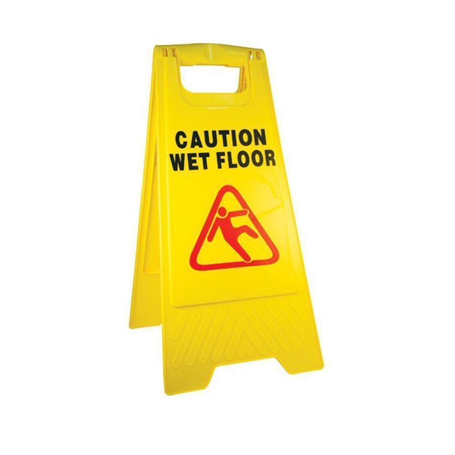 Plastic Yellow 'Caution Wet Floor' Safety Sign 60cm 5142 A