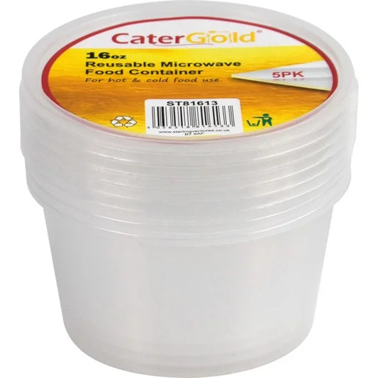 Round Plastic Food Storage Take Away Container 16oz Pack of 5 ST81613