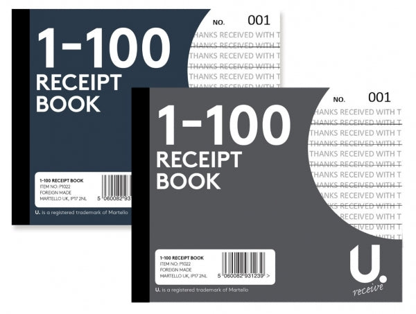 Duplicate Receipt Book 2 Assorted Designs Numbered 001-100/5 x 4''  P1022  A