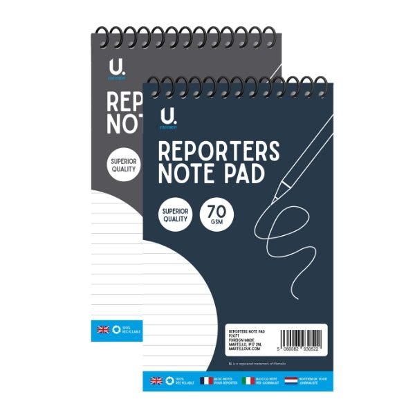 Reporters  Writing Notepad 72 Pages 22 x 13 cm Assorted Colours P2071