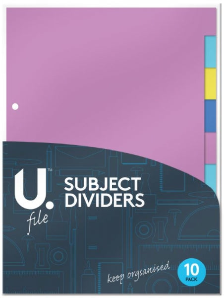 Paper File Subject Dividers Pack of 10 Sheets P2090