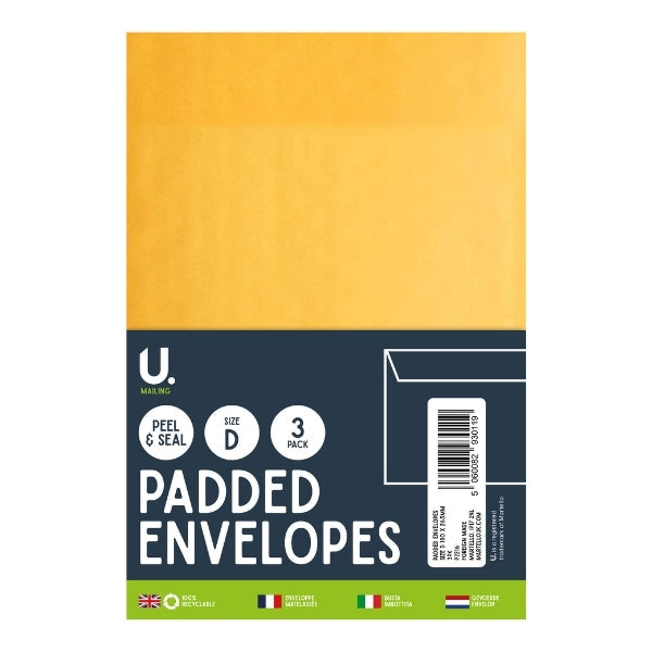 Padded Envelopes Size D 200 x 265 mm Pack of 3 P2216