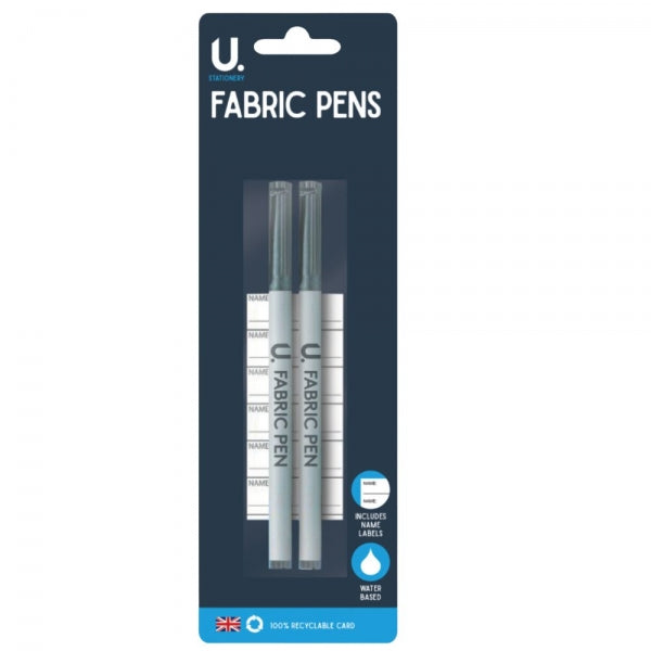 Fabric Writing Pens with Name Labels Pack of 2 P2413