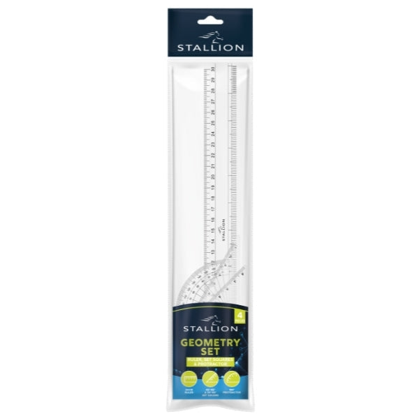 School Maths Geometry Ruler Set of 4 22 x 8 x 0.5cm P3071