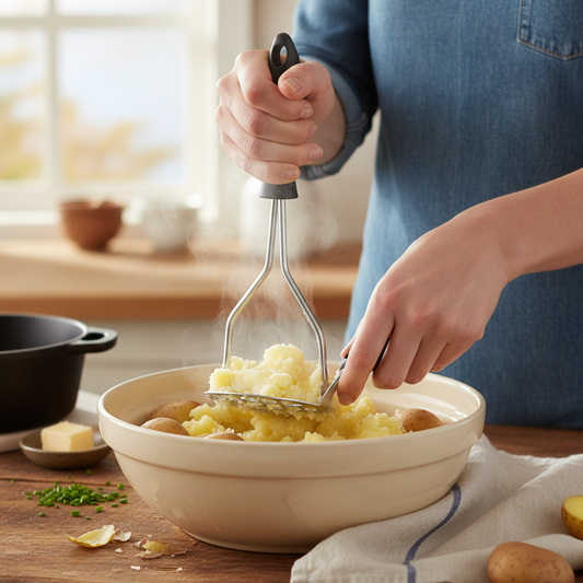 Professional Stainless Steel Potato Masher with Ergonomic Plastic Handle, SKU 3644 A