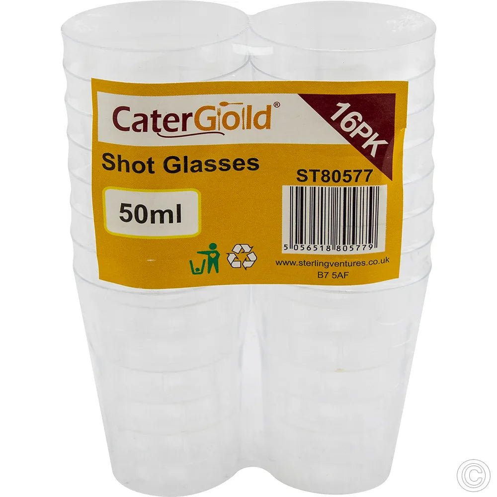 Reusable Plastic Shot Glasses 50ml Pack of 16 ST80577