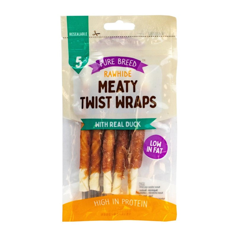 Pet Dog Treats Meaty Twist Wraps with Real Duck 5 Pack Duck Flavour 317607