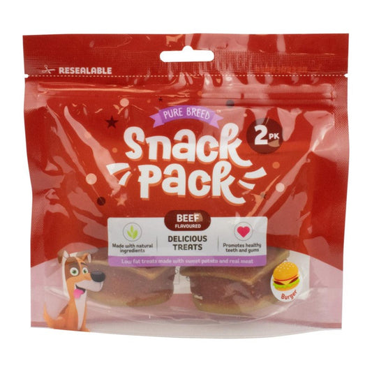 Pet Dog Treats Delicious Burger Chew Snack Pack of 2 Beef Flavour 324119