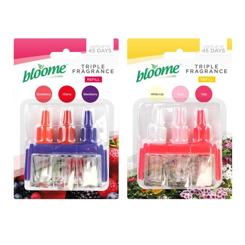 Bloome Air Freshener Triple Scented Oil Plug In Refill 3 x 7ml Assorted Scents 322242 / 987917