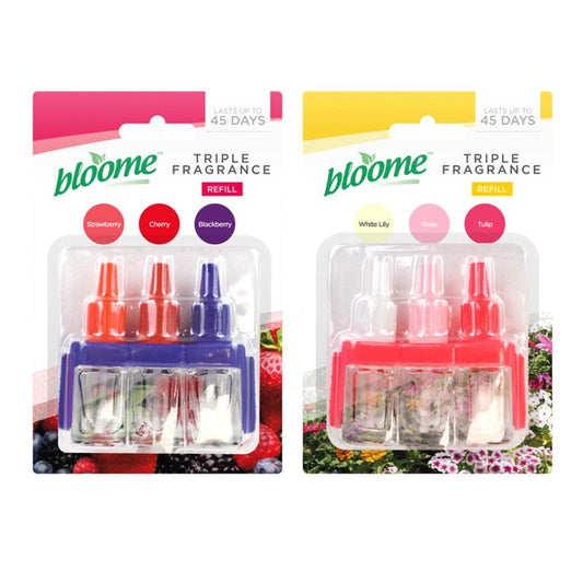 Bloome Air Freshener Triple Scented Oil Plug In Refill 3 x 7ml Assorted Scents 322242 / 987917