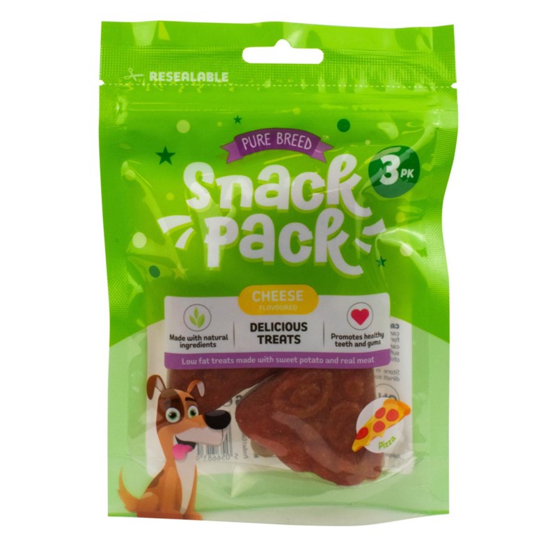 Pet Dog Treats Delicious Pizza Chew Snack Pack of 3 Cheese Flavour 324117