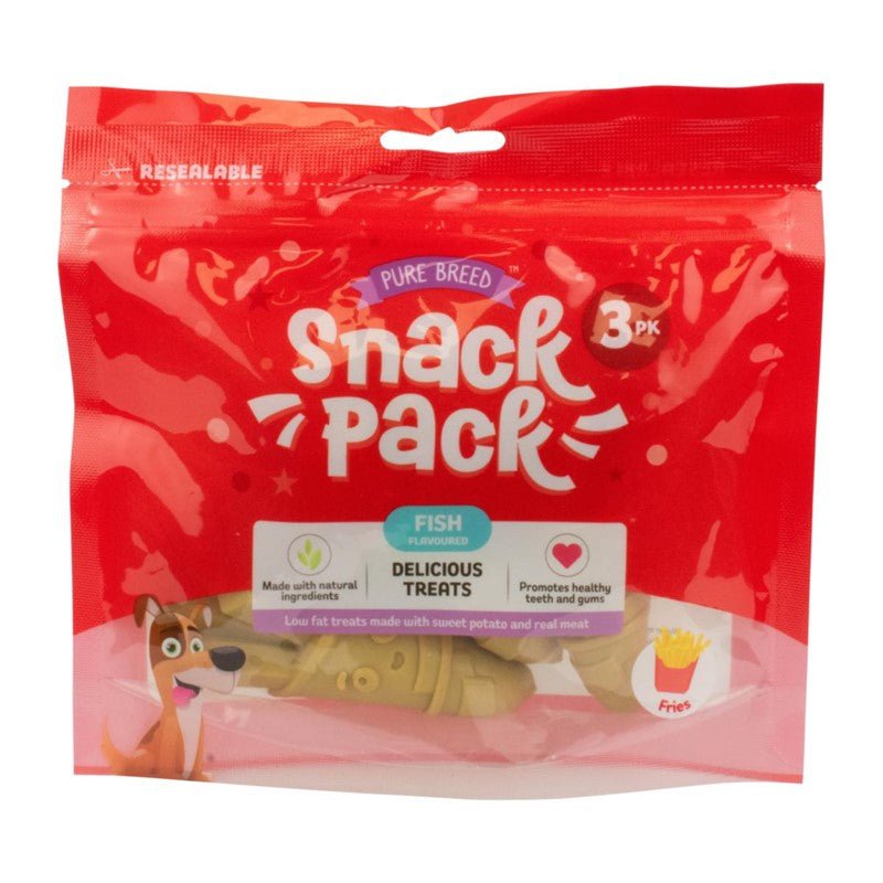 Pet Dog Treats Delicious French Fries Chew Snack Pack of 3 Mackerel Fish Flavour 324118