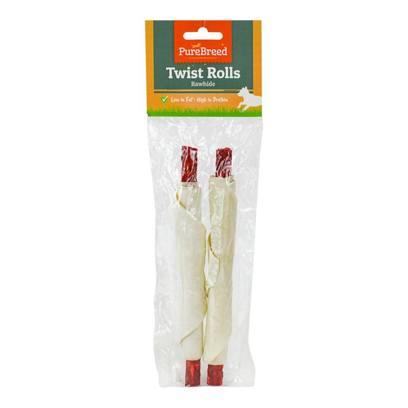 Pet Dog Treats Rawhide Twist Rolls 20cm Pack of 2 322410