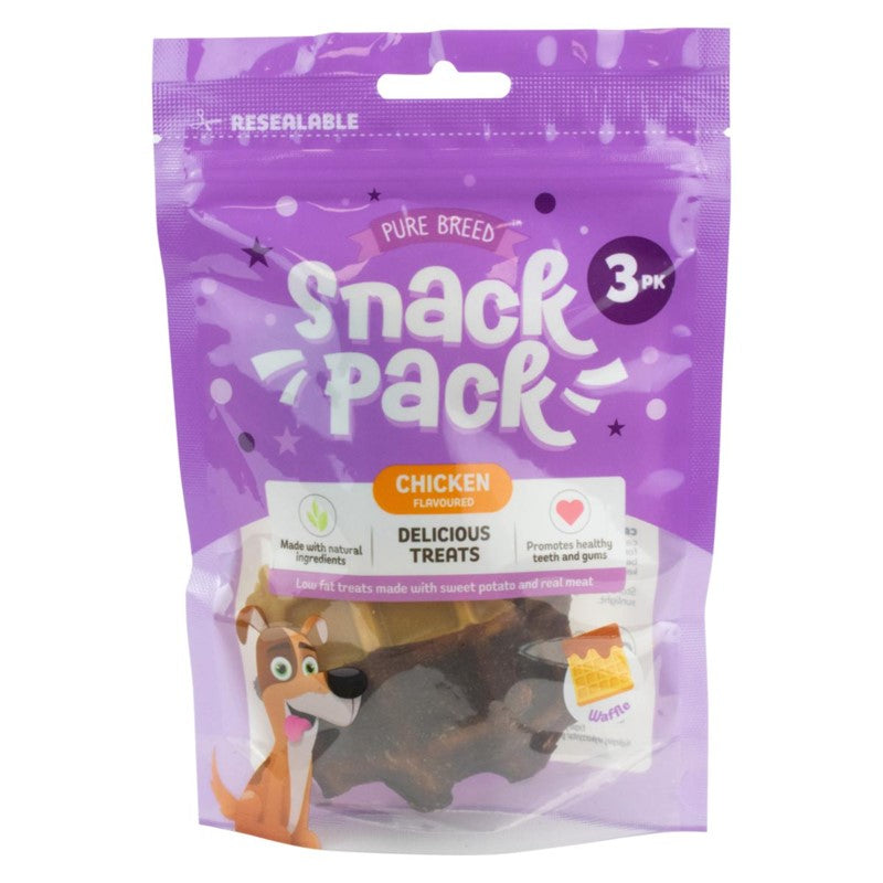 Pet Dog Treats Delicious Waffle Chew Snack Pack of 3 Chicken Flavour 324114