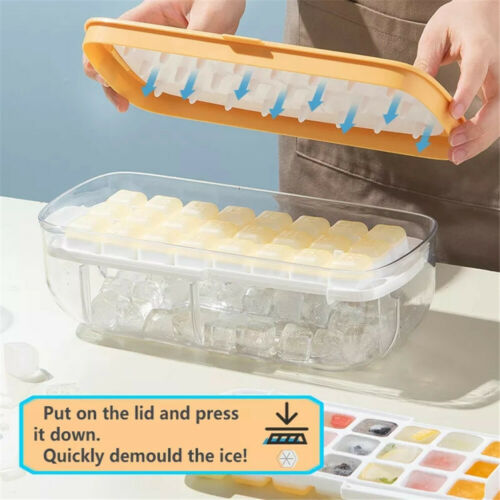 Plastic Freezer Ice Cube Tray Maker with Storage Box 16 x 29cm Assorted Colours 6705