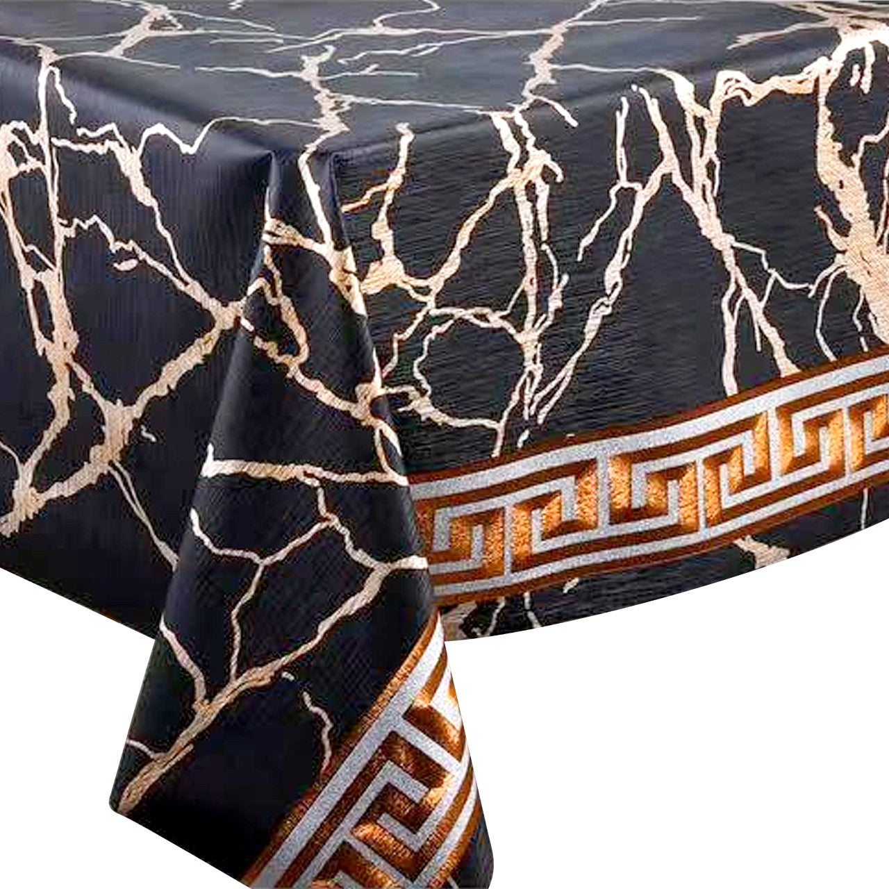 Durane Plastic Table Cover Roll Black Marble Gold Pattern Design 1.37 x 20m DR-8356C 10265
