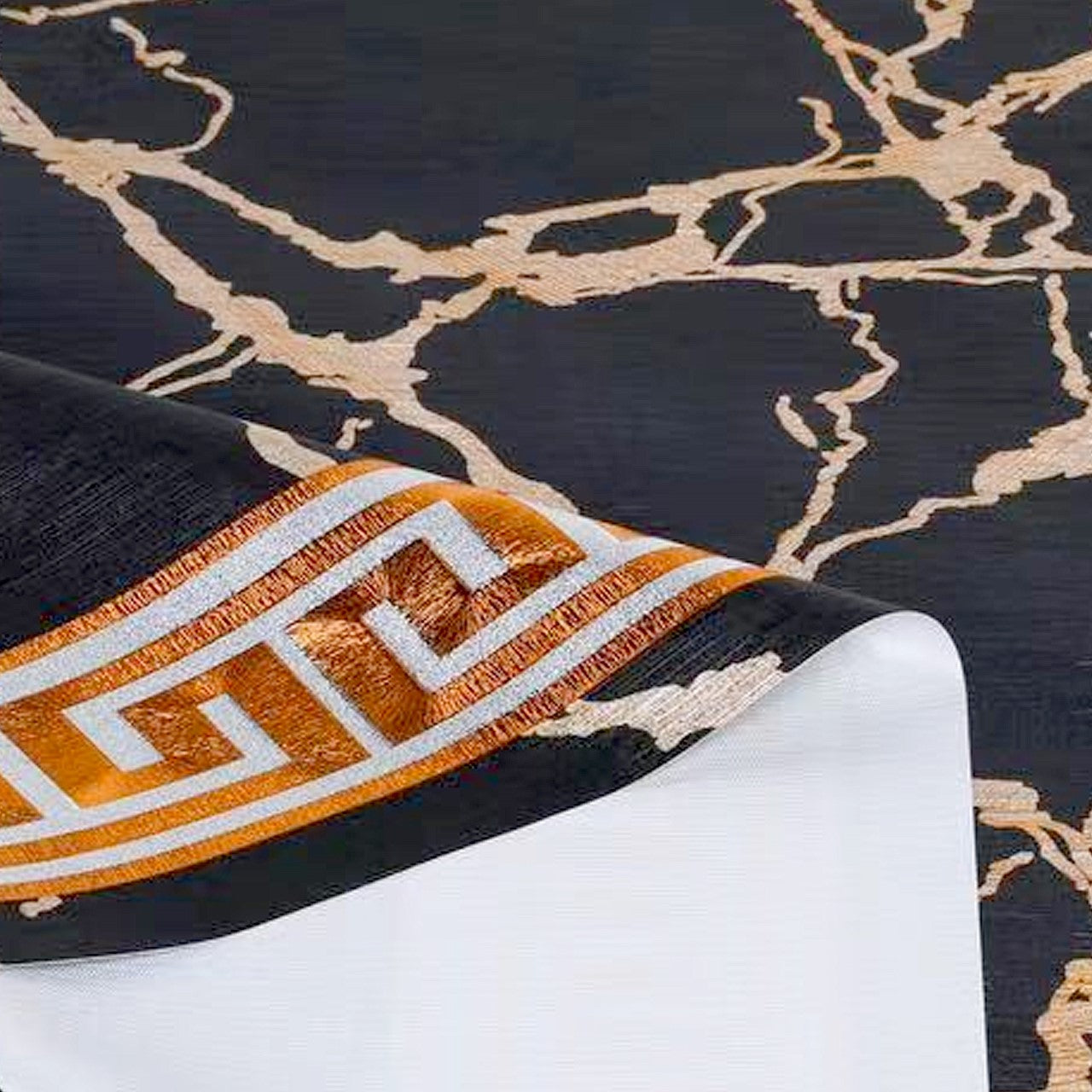 Durane Plastic Table Cover Roll Black Marble Gold Pattern Design 1.37 x 20m DR-8356C 10265