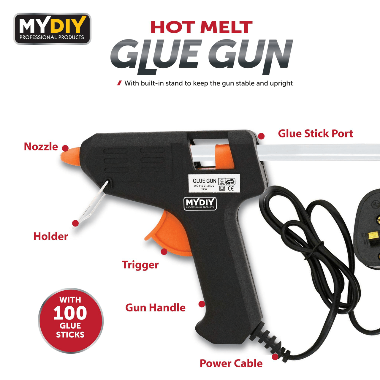 Hot Melt Glue Gun With Anti Drip Nozzle including 100 Glue Sticks 8601