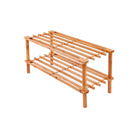Wooden Shoe Storage Rack 2 Tier 63 x 26.5 x 29.5cm Walnut 8782 / 9919