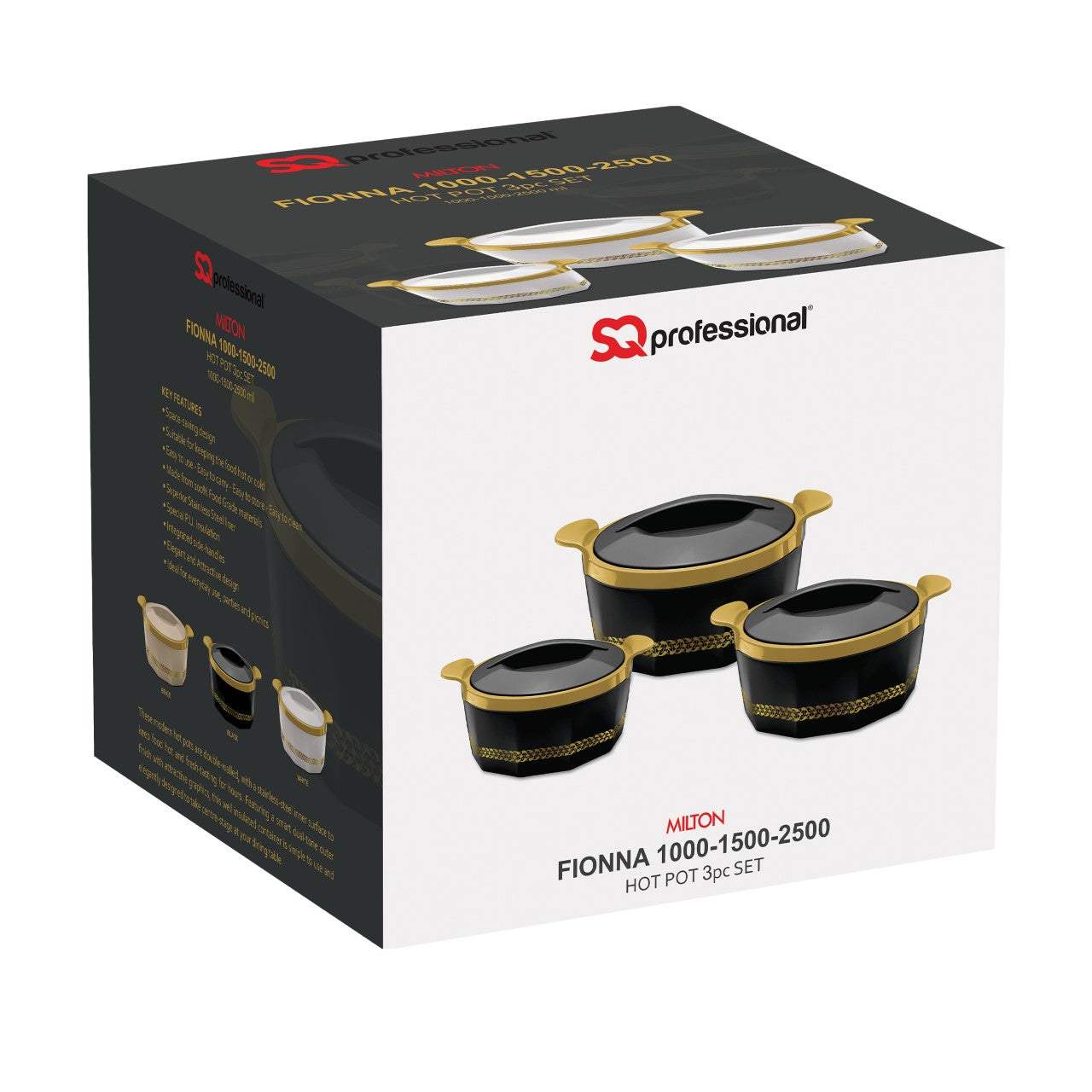 SQ Professional Fionna Hot Pot Set of 3 1.0 - 1.5 - 2.5L Black 9352