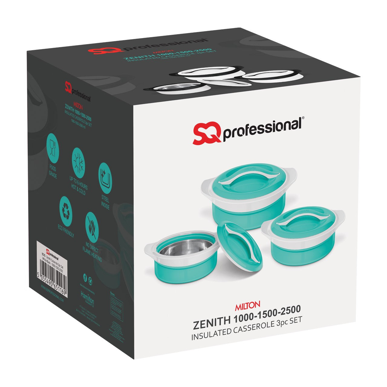 SQ Zenith Insulated Casserole Set 3pc Aqua-White 1L-1.5L-2.5L 9572