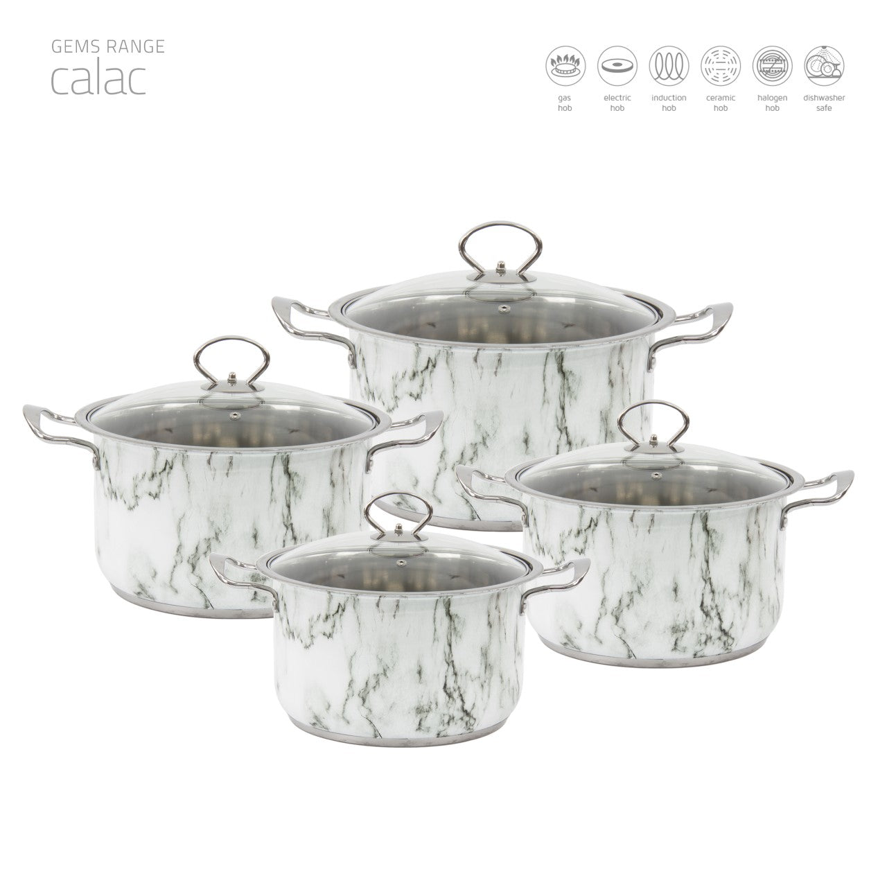 SQ Professional Gems Stainless Steel Stockpot Set of 4 Calac 18-20-22-24cm 9788