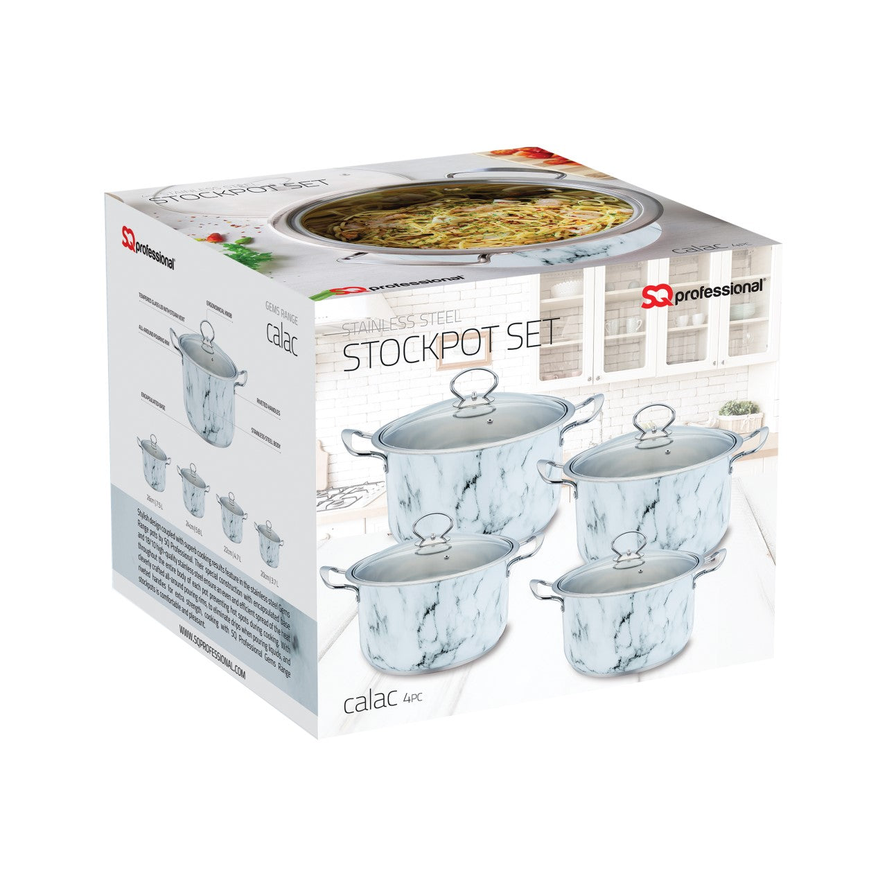 SQ Professional Gems Stainless Steel Stockpot Set of 4 Calac 18-20-22-24cm 9788