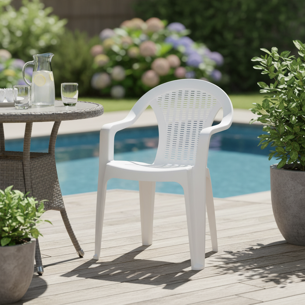 Mega White Garden Outdoor Chair Plastic 56 x 42 x 78 cm CT010
