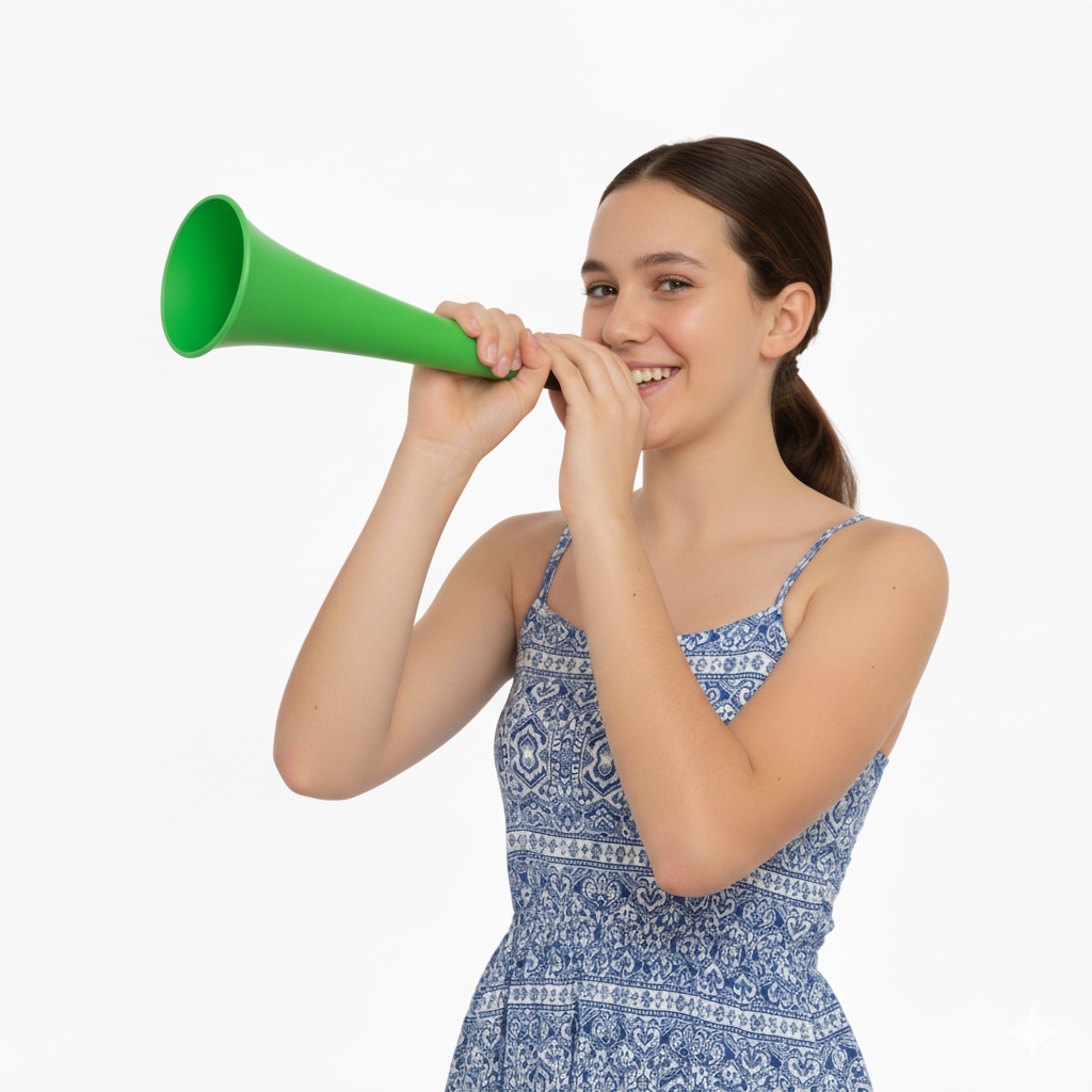 Large Plastic Carnival Festival Party Woofer Horn with String 37cm Assorted Colours N52198