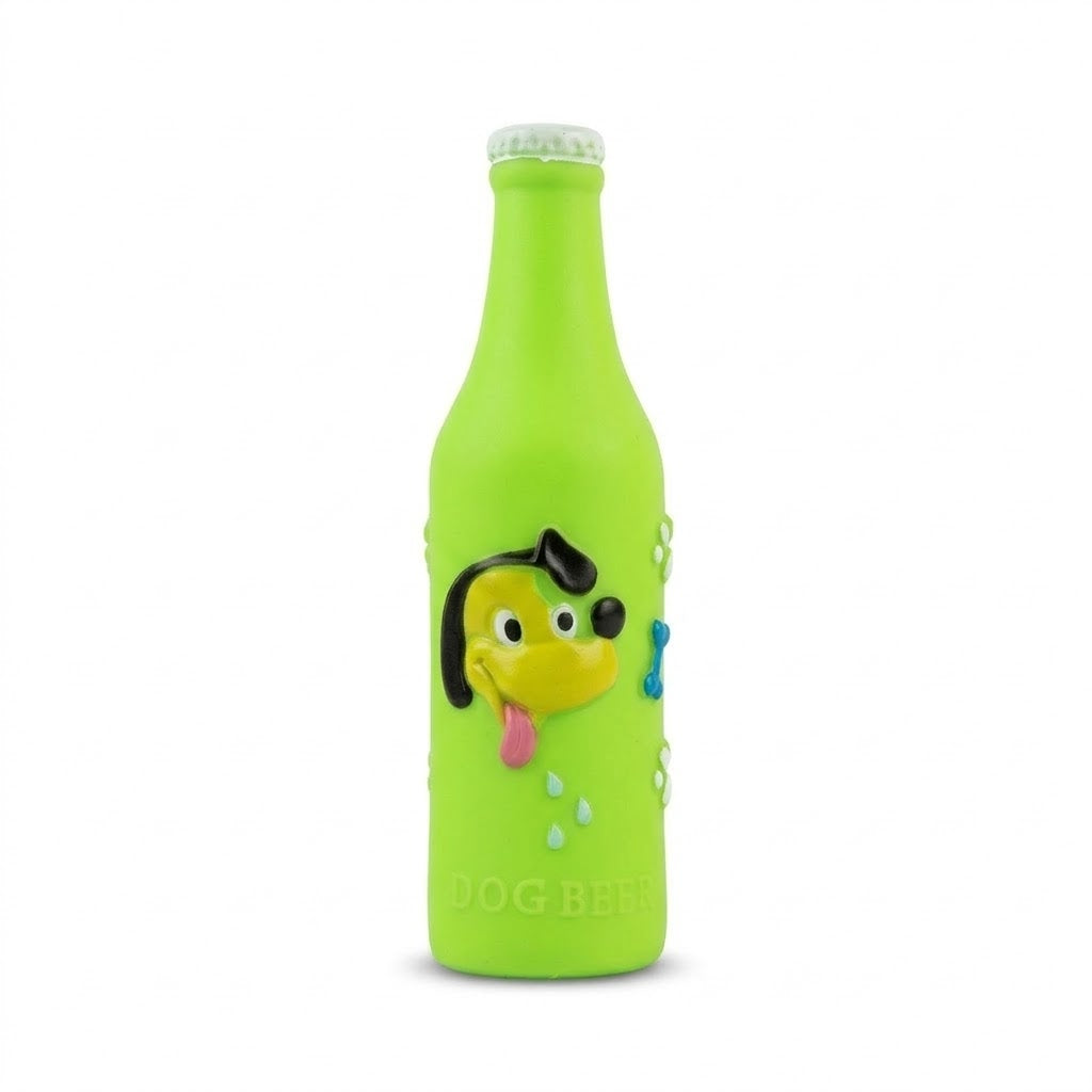 Squeaky Dog Beer Bottle Toy 18 x 5.3cm Assorted Colours SKU 6649 A