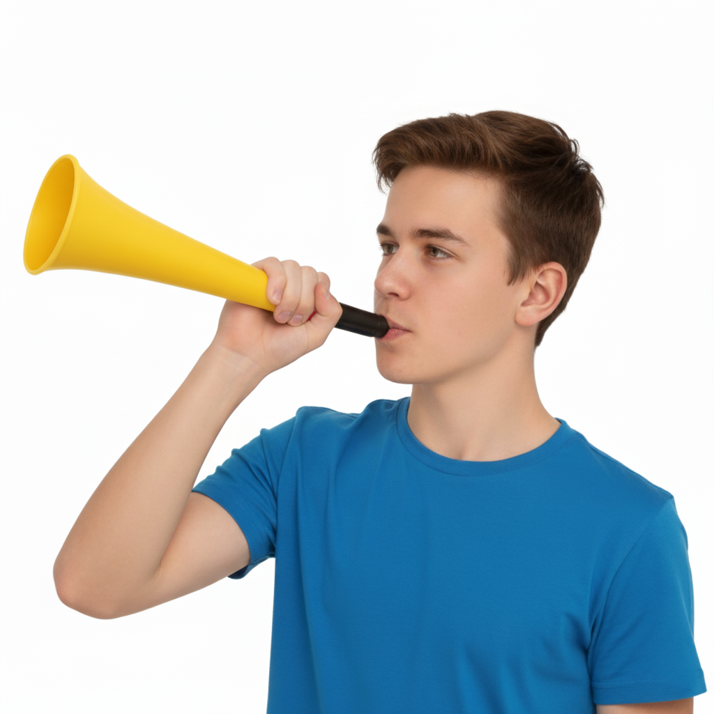 Large Plastic Carnival Festival Party Woofer Horn with String 37cm Assorted Colours N52198