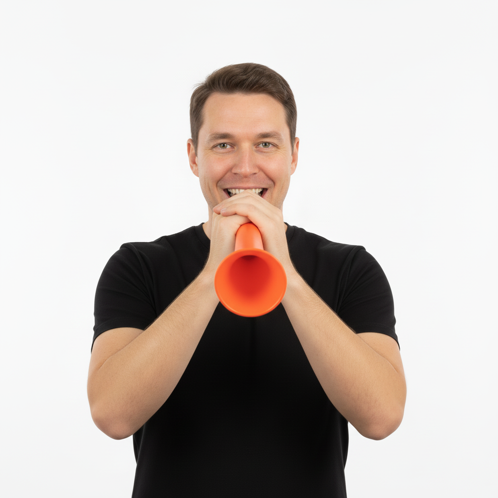 Large Plastic Carnival Festival Party Woofer Horn with String 37cm Assorted Colours N52198