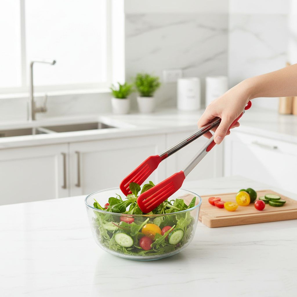 Plastic Kitchen BBQ Salad Food Serving Tongs 26 cm Assorted Colours 5134
