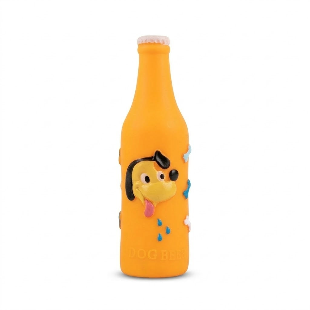 Squeaky Dog Beer Bottle Toy 18 x 5.3cm Assorted Colours SKU 6649 A