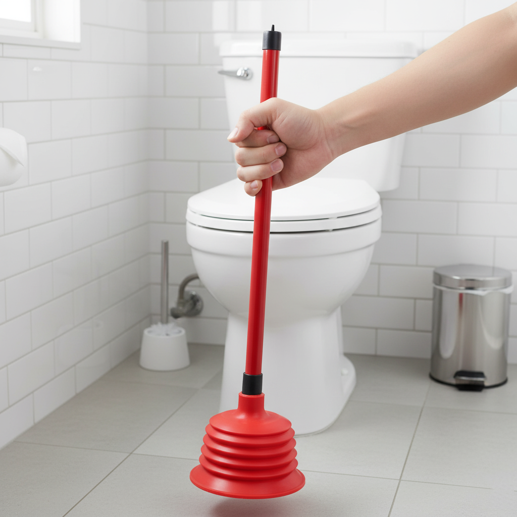 Rubber Bathroom Toilet Plunger 14 x 50 cm Assorted Colours 6851