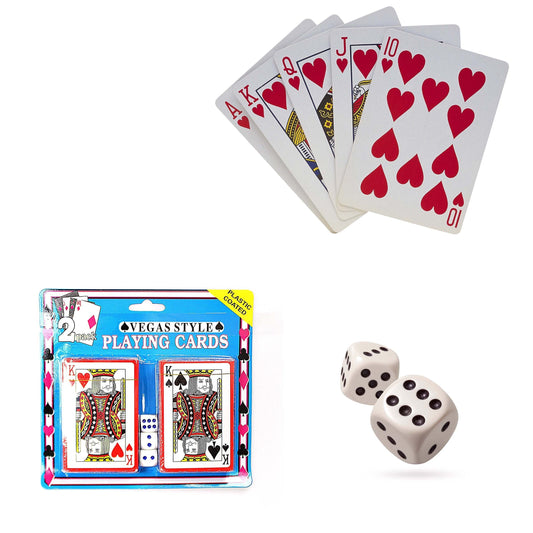 2 Pack Vegas Style Plastic Playing Cards with 3 Dice 1734 A